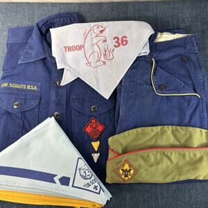 Vintage Scouting Uniform and 5 neckerchief lot